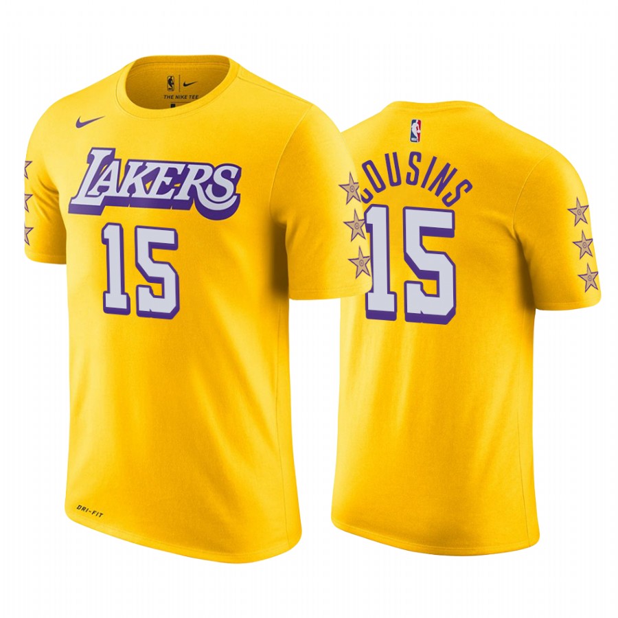 Men's Los Angeles Lakers DeMarcus Cousins #15 NBA City Edition Gold Basketball T-Shirt BQF3283VI